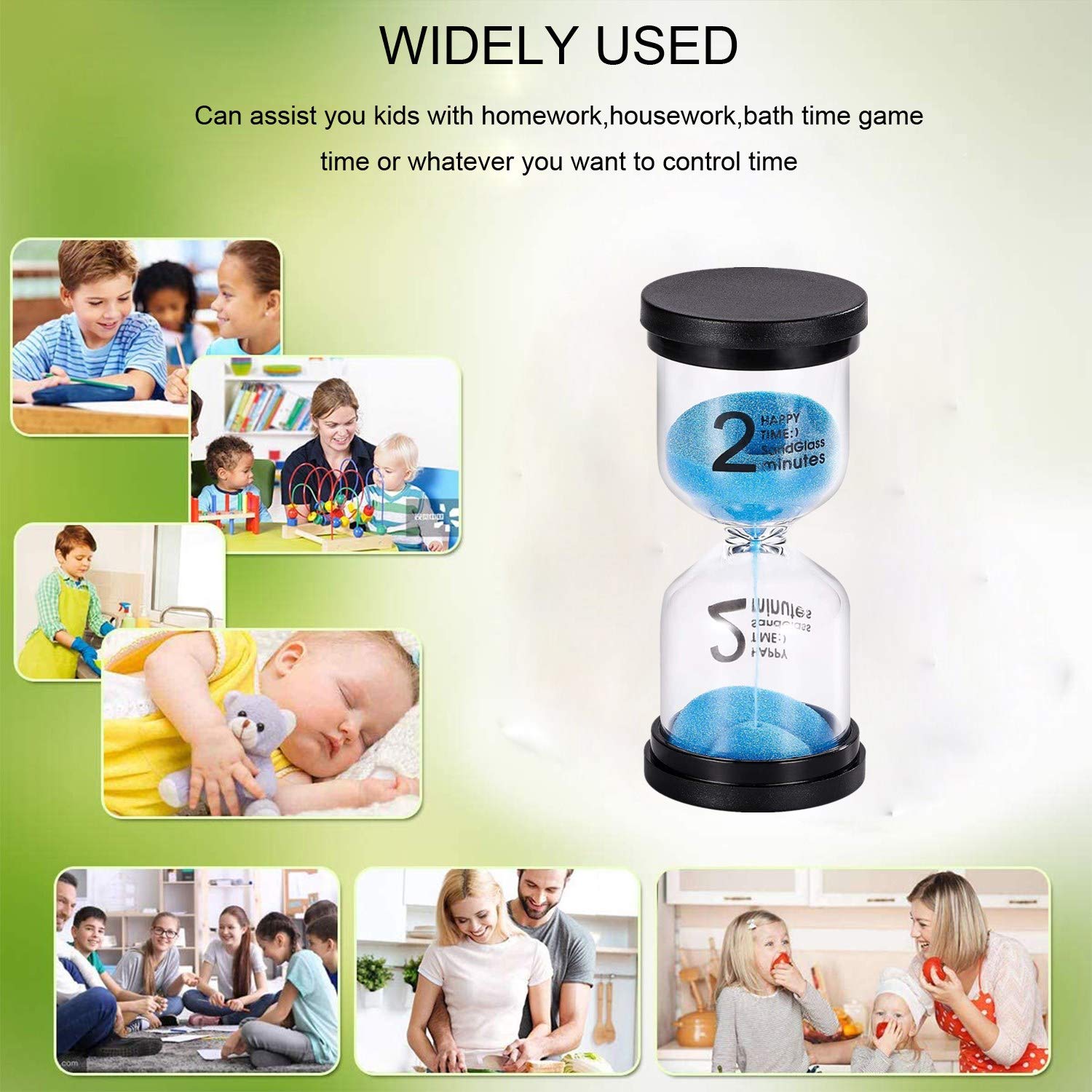 Sand Timer 2 Minute Hourglass Timer: Colorful Sand Clock 2 Minute, Small Blue Sand Watch 2 Minute, Plastic Hour Glass Sandglass